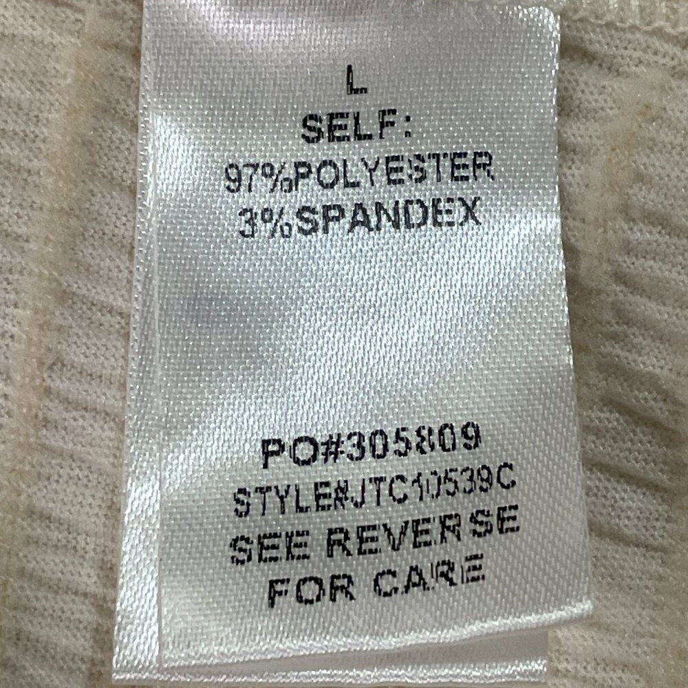 PROMESA Long Bishop Sleeve Body Suit V-Neck Waffle Knit Ivory Women L - Picture 10 of 12